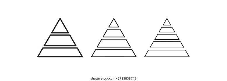 Pyramid chart infographic levels. Flat 0utline  design. Vector Illustration...Pyramid infographic set . Pyramid charts with 3, 4, 5 levels . eps10