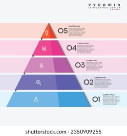 Pyramid chart infographic template with 4 steps. Can be used for workflow layout, diagram, number options, web design.