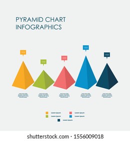 Pyramid Chart Infographics Elements 3D Vector Flat Design, Sign, Icon Full Color Template