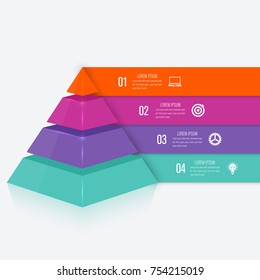Pyramid chart infographics with four elements, vector eps10 illustration