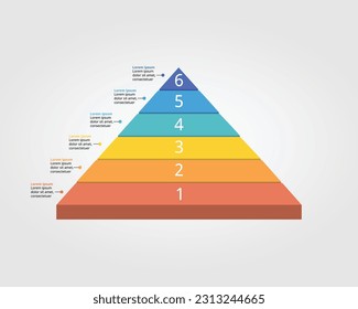 pyramid chart level template for infographic for presentation for 6 element with number