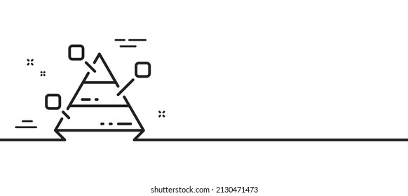 Pyramid chart line icon. Analytics graph sign. Market analytics symbol. Minimal line illustration background. Pyramid chart line icon pattern banner. White web template concept. Vector