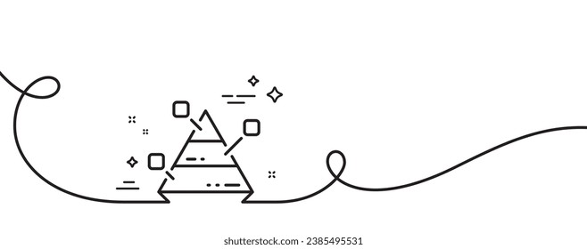 Icono de línea de gráfico pirámide. Una línea continua con curl. Signo de gráfico analítico. Símbolo de análisis de mercado. Cinta de contorno único de la gráfica pirámide. Patrón de curva de bucle. Vector
