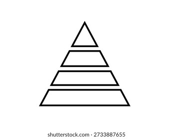 Pyramid chart line icon isolated on white background. Pyramid infographic vector.