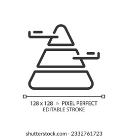 Pyramid chart linear icon. Population demographic. Triangle chart. Hierarchical structure. Social study. Thin line illustration. Contour symbol. Vector outline drawing. Editable stroke