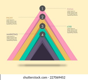 Pyramid Chart to plan your business presentation. This graphs and charts is in 4 stages and helps you to break each field with text and numbers. Download this diagram and insert your own text.