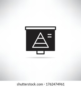 pyramid chart in projector slide icon vector illustration
