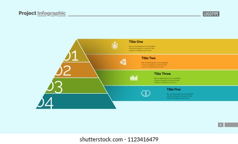 Modelo de slide do gráfico de pirâmide. Dados comerciais. Gráfico, diagrama, design. Conceito criativo para infográfico, relatório. Pode ser usado para tópicos como marketing, desenvolvimento, elaboração