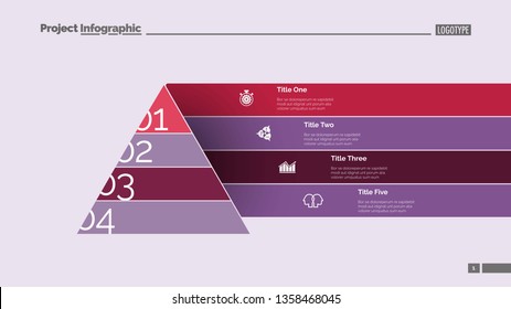 Pyramid chart slide template. Business data. Graph, diagram, design. Creative concept for infographic, report. Can be used for topics like marketing, development, elaboration