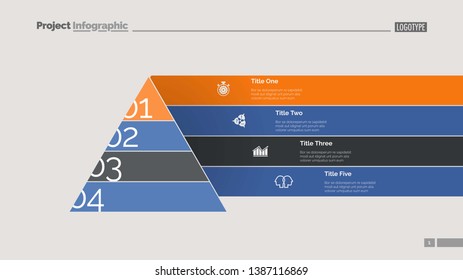 Pyramid chart slide template. Business data. Graph, diagram, design. Creative concept for infographic, report. Can be used for topics like marketing, development, elaboration