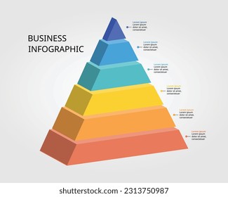 pyramid chart template for infographic for presentation for 6 element