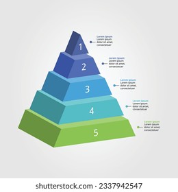 pyramid chart template for infographic for presentation for 5 element