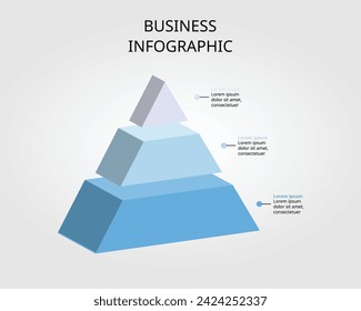 Pyramidendiagramm-Vorlage für Infografik zur Präsentation für 3 Elemente