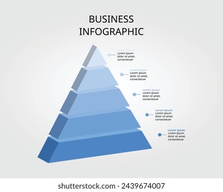 pyramid chart template for infographic for presentation for 5 element