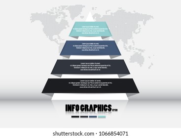 Pyramid chart template, pyramid infographics, for business presentation with four options infographics, vector  illustration eps.10