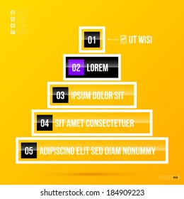 Pyramid chart template on bright yellow background in modern corporate style. EPS10