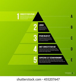 Pyramid chart template on fresh green background. Vector eps-10.