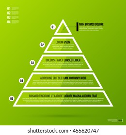 Pyramid chart template on fresh green background. Vector eps-10.