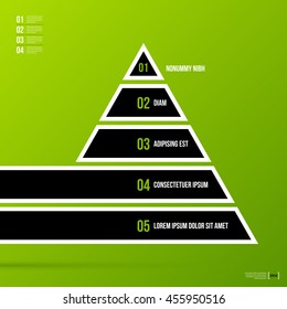 Pyramid chart template on fresh green background. Vector eps-10.