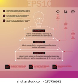 Pyramid chart template with three stages in blueprint style. Vector illustration EPS10
