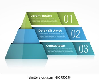 Pyramid chart with three elements, vector eps10 illustration