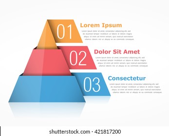 Gráfico de pirâmide com três segmentos, ilustração vetorial eps10