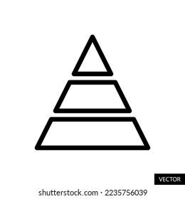 Pyramid chart vector icon in line style design for website, app, UI, isolated on white background. Editable stroke. EPS 10 vector illustration.