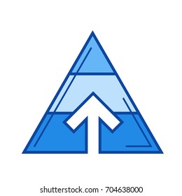 Icono de línea vectorial de gráfico pirámide aislado en fondo blanco. Icono de línea de gráfico pirámide para infografía, sitio web o aplicación. Icono azul diseñado en un sistema de cuadrícula.