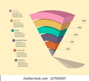 Pyramid Chart Vector for you to use in your business proposal or presentation. This template is in six stages for data visualization. Download this diagram and input your own text.