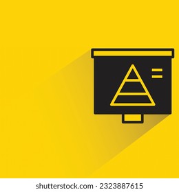 pyramid chart in white board with shadow on yellow background