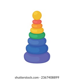 Pirámide. Juego de rompecabezas lógico para niños. Juguete piramidal multicolor. Ilustración del vector aislada en un fondo blanco