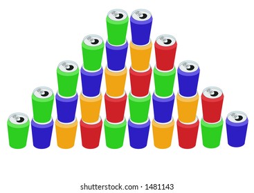 Pyramid of colorful cans