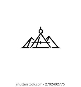 Pirâmide e bússola criativo logotipo design.
