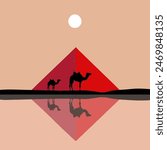 Pyramid complex, Cairo retro city poster with abstract shapes of skyline, buildings. Vintage Egypt landmark travel vector illustration