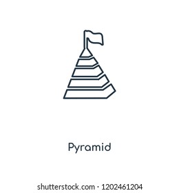 Pyramid concept line icon. Linear Pyramid concept outline symbol design. This simple element illustration can be used for web and mobile UI/UX.