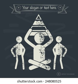 Pyramid concept,human resource on old background,grunge vector