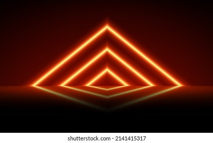 Pirámide formada por rayas brillantes. Ilustración 3D.