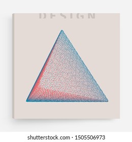 Pyramid consisting of small particles. Cover design template. Object with dots. Molecular grid. 3d vector illustration. Futuristic connection structure for education and science.