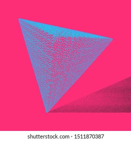 Pyramid, bestehend aus kleinen Partikeln. Design-Vorlage abdecken. Objekt mit Punkten. Molekulares Gitter. 3D-Vektorillustration-Illustration. Futuristische Verbindungsstruktur für Bildung und Wissenschaft.