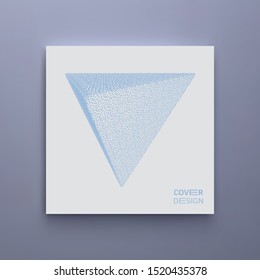 Pyramid, bestehend aus kleinen Partikeln. Design-Vorlage abdecken. Objekt mit Punkten. Molekulares Gitter. 3D-Vektorgrafik. Futuristische Verbindungsstruktur für Bildung und Wissenschaft.