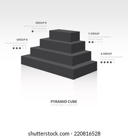 pyramid cube  infographic side view black color balance