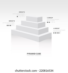 pyramid cube  infographic side view white color balance