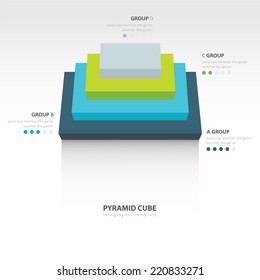 pyramid cube  infographic top view 4 color