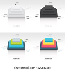 pyramid cube  infographic top view set