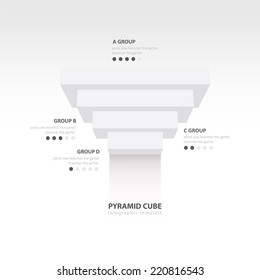 pyramid cube upside down infographic template  white color balance