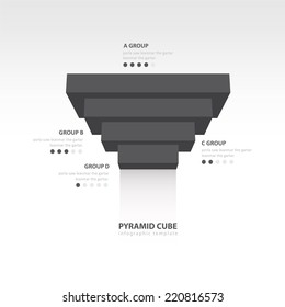 pyramid cube upside down infographic template  black color balance