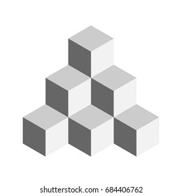 Pyramid of cubes. 3D vector illustration isolated on white background.