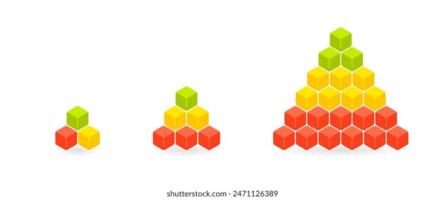 Conjunto de iconos de pirámide de cubos. Imagen Clipart aislada sobre fondo blanco