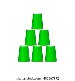 Pyramid of cups in green design