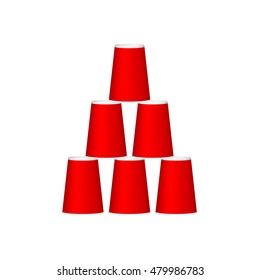 Pyramid of cups in red design